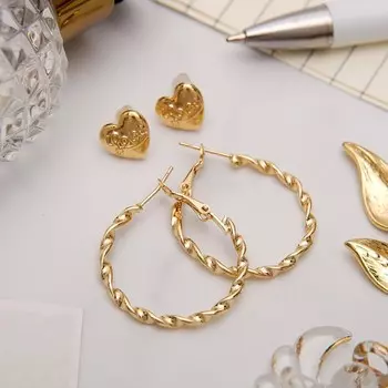 Серьги кольца с пусетами qf