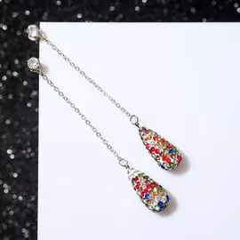 Серьги висячие со стразами