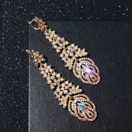 Серьги висячие со стразами