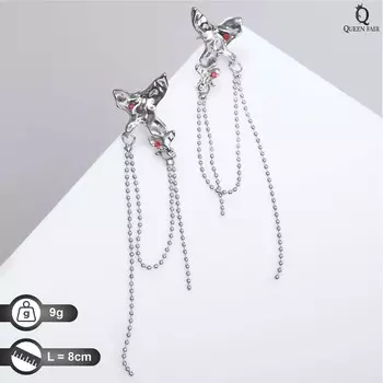 Серьги висячие со стразами