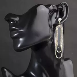 Серьги висячие со стразами