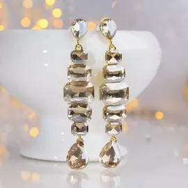 Серьги висячие со стразами