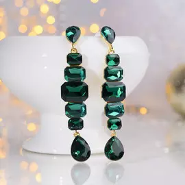 Серьги висячие со стразами