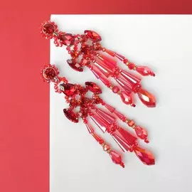 Серьги висячие со стразами