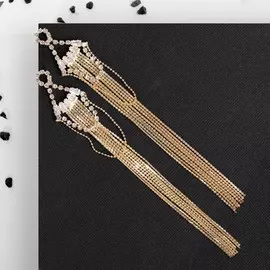 Серьги висячие со стразами