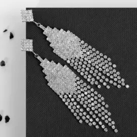 Серьги висячие со стразами