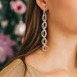 Серьги висячие со стразами