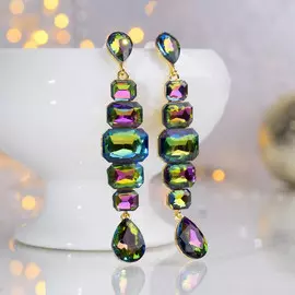 Серьги висячие со стразами