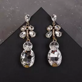Серьги висячие со стразами