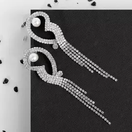 Серьги висячие со стразами