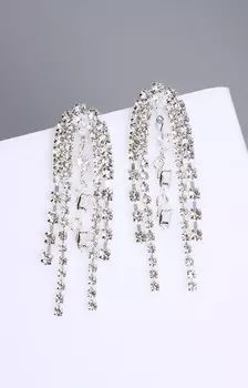 Серьги висячие со стразами