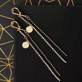 Серьги висячие со стразами