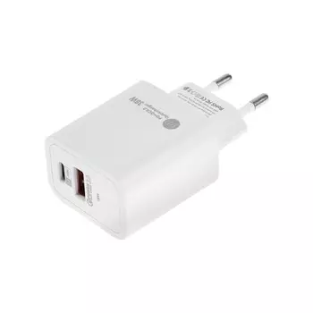 Сетевое зарядное устройство luazon lzz-22, usb, type-c, 2 а, белое