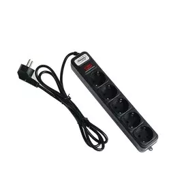 Сетевой фильтр luazon lighting, 5 розеток, 1.8 м, 2200 вт, 3 х 0.75 мм2, 10 а, 220 в, черный