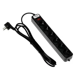 Сетевой фильтр luazon lighting, 6 розеток, 3 м, 2200 вт, 3 х 0.75 мм2, 10 а, 220 в, черный
