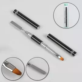 Кисть шпатель для акрил-геля, лепесток, 14 см, d=69 мм, черная