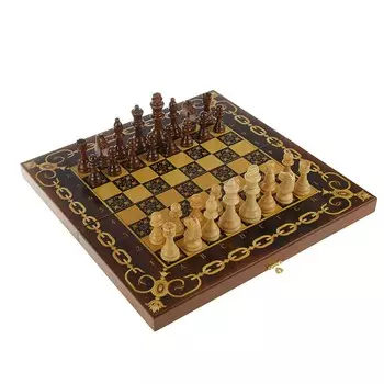 Шахматы деревянные большие, настольная игра 40 х 40 см, король h-9 см, пешка h-4.5 см