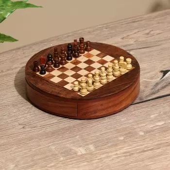 Шахматы круглые, доска 1515 см, дерево шишам