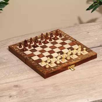 Шахматы складные, доска 2525 см, дерево шишам