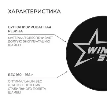 Шайба хоккейная winter star, взрослая, d=7,6 см