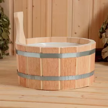 Шайка- ушат, бадья из липы, 4 л, пластиковая вставка