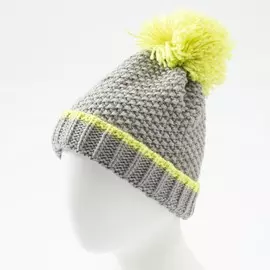 Шапка minaku с помпоном и подворотом, цвет серый, размер 52-54