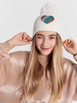 Шапка детская молочная с пайетками