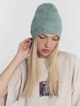 Шапка молодежная серая с дизайнерским принтом