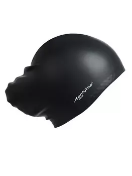 Шапочка для плавания взрослая, для длинных волос, силиконовая, черная