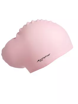 Шапочка для плавания силиконовая для длинных волос, цвет розовый