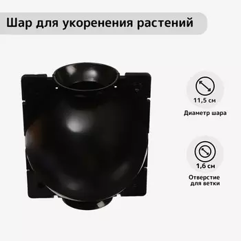 Шар для укоренения растений, d = 11,5 см, под ветку 1,6 см, черный, greengo