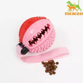 Шар под лакомства рельефный на веревке, tpr, 8 см, красно-розовый