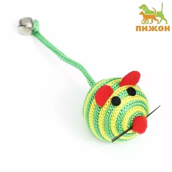 Шарик-мышь из текстиля, 4,2 см, зеленая