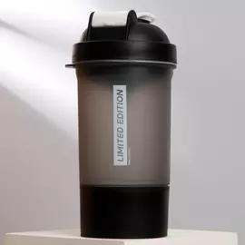 Шейкер спортивный limited edition, чёрный, с чашей под протеин 500 мл