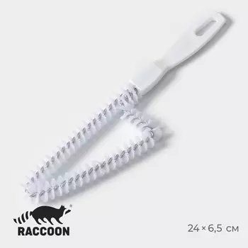 Щетка для чистки посуды и решеток-гриль raccoon, треугольник, 246.51.5 см, белая