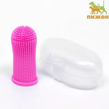 Щетка для чистки зубов животных, 5,5 х 2,5 см, розовая, контейнер 7 х 4 см