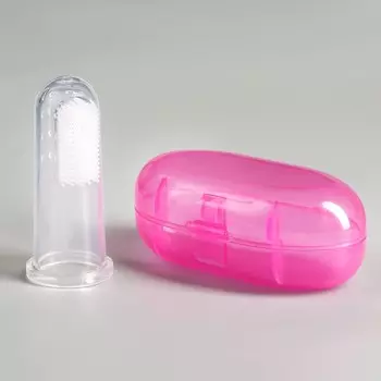 Щетка для чистки зубов животных, 5.52.5 см, розовый контейнер 74 см