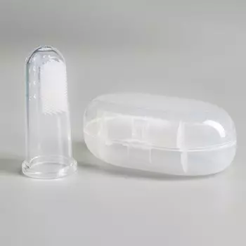 Щетка для чистки зубов животных, 5,5 х 2,5 см, прозрачный контейнер 7 х 4 см