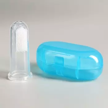 Щетка для чистки зубов животных, 5,5 х 2,5 см, голубой контейнер 7 х 4 см