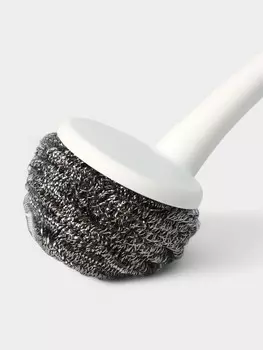 Щетка для мытья посуды с металлической губкой raccoon breeze, удобная ручка, 306 см