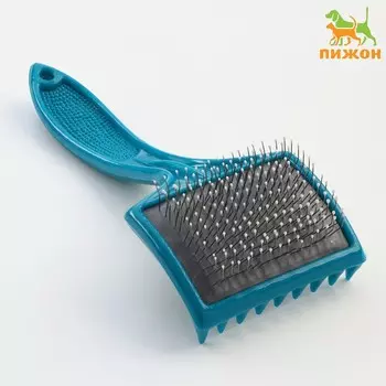 Щетка - пуходерка большая мягкая с каплями, основание 6848 мм, бирюзовая