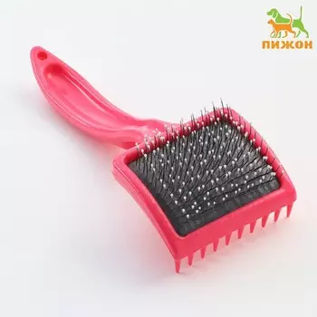 Щетка - пуходерка средняя мягкая с каплями, основание 5949 мм, розовая