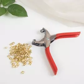 Щипцы для установки блочек, с прорезиненными ручками, с блочками, d=4 мм, 148 см, красные