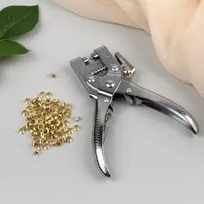Щипцы с дыроколом для установки блочек, с блочками, d=4 мм, 1710 см, цвет серебряный