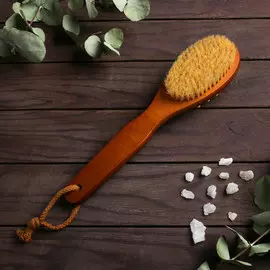 Щётка массажная для тела с ручкой и массажёром доляна, натуральная щетина
