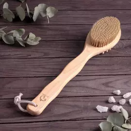 Щётка банная с ручкой и массажёром доляна, натуральная щетина