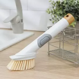 Щётка для мытья посуды с дозатором доляна meli, пластиковая щетина