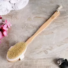 Щетка массажная для тела, из натуральной щетины, с ручкой, гладкая