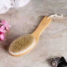 Щетка массажная для тела, из натуральной щетины, с ручкой, гладкая