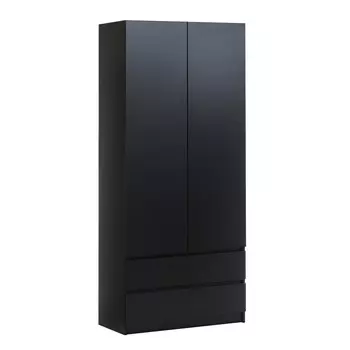 Шкаф двухстворчатый мадера с 2 ящиками, 900х500х2100, черный